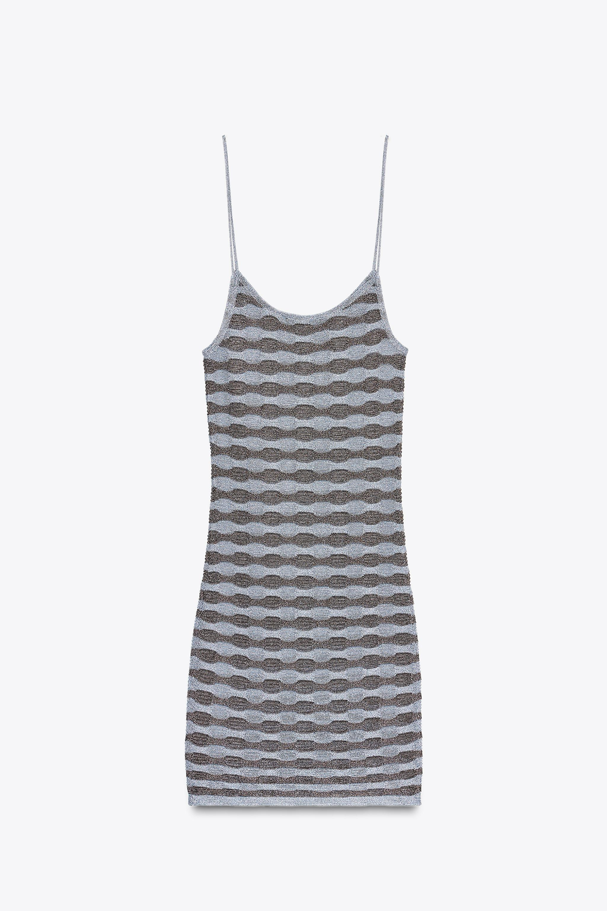 METALLIC THREAD STRIPE DRESS | Zara US