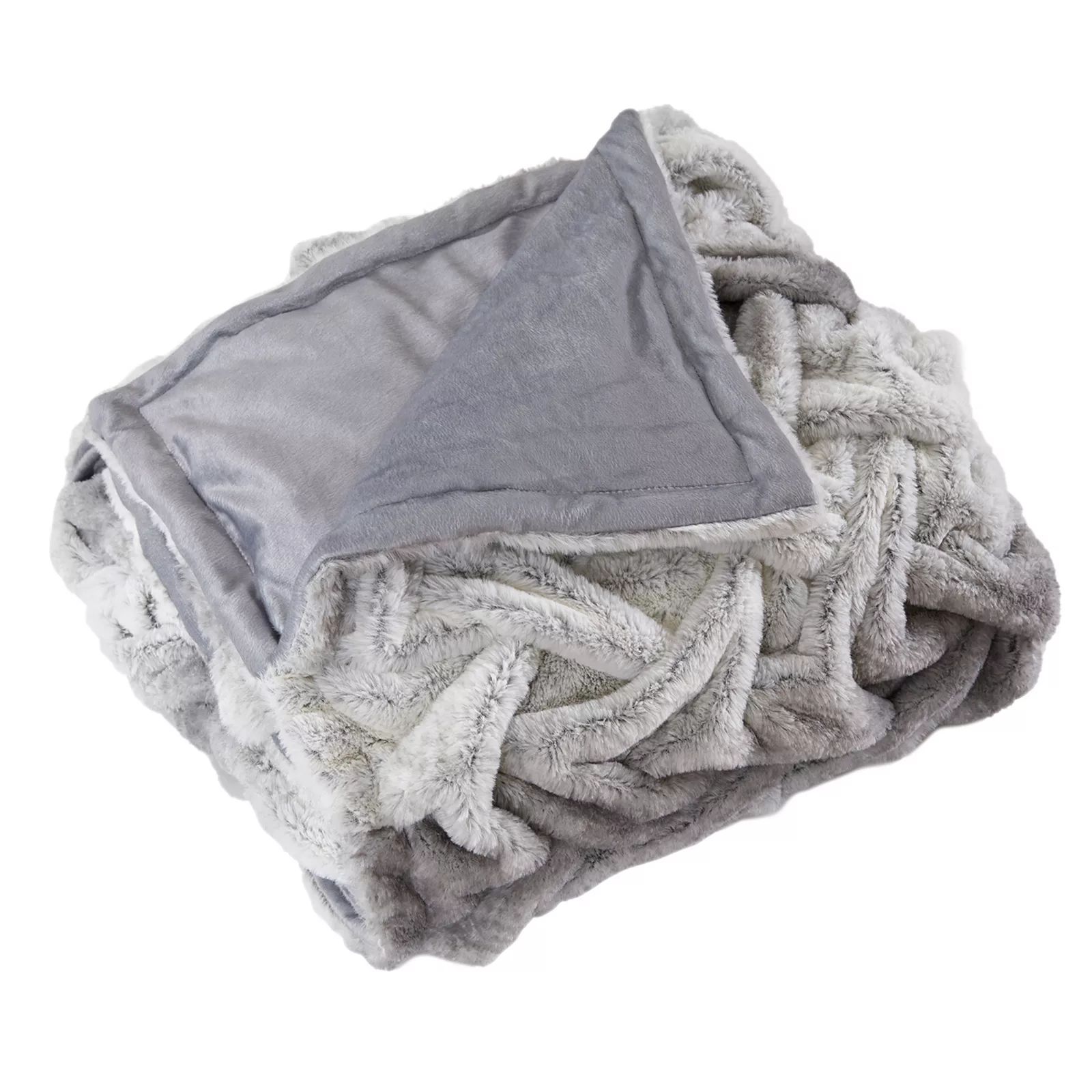 Classic Elegance Modern Threads Faux Fur Braided Throw Blanket, Silver | Kohl's