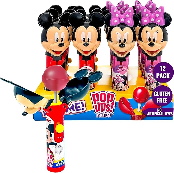 Pop Ups! Minnie & Mickey Mouse Lollipop Holder - 12 Lollipops with Cases - Individually Wrapped C... | Amazon (US)