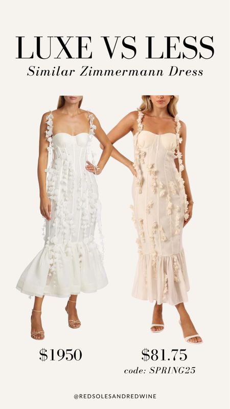 Luxe vs Less - similar Zimmermann dress! Get 25% off with code SPRING25 

White dress, midi dress, bridal dress, bride dress, spring dresss

#LTKstyletip #LTKwedding #LTKfindsunder100