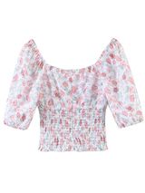 'Paula' Floral Ruched Drawstring Top (2 Colors) | Goodnight Macaroon