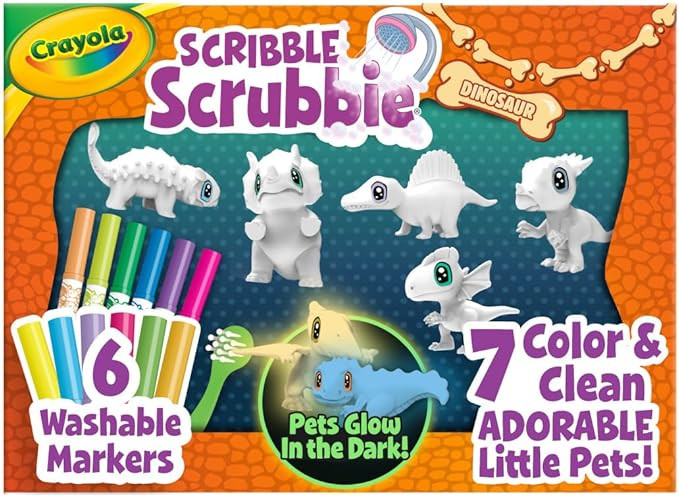 Crayola Scribble Scrubbie Pets Dinosaur Glow Combo Pack, Dinosaur Toys for Kids, Ages 3, 4, 5, 6 | Amazon (US)