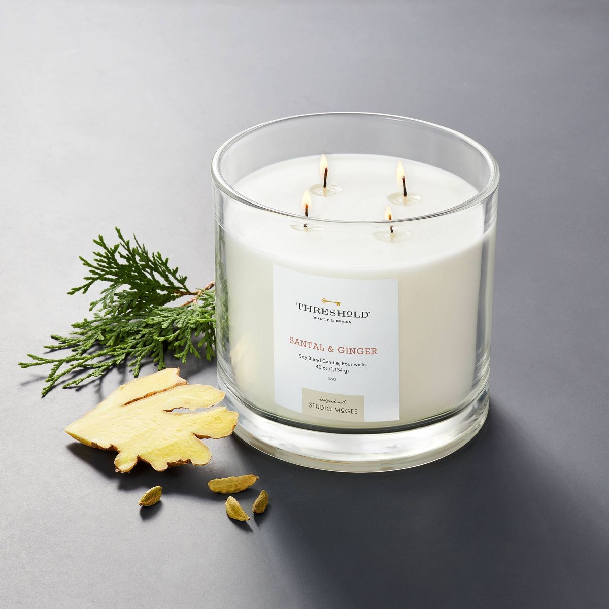 Clear Glass Santal & Ginger Candle White - Threshold™ designed with Studio McGee | Target