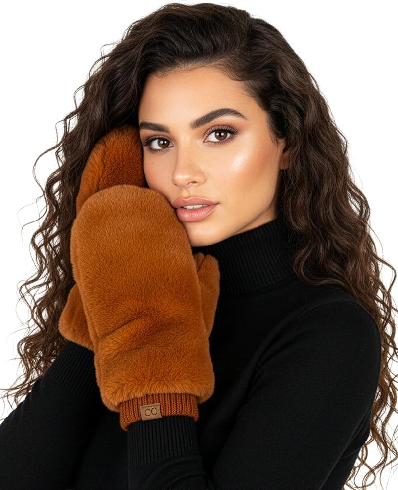 Funky Junque Faux Fur Flip Mittens Womens Warm Convertible Fingerless Gloves | Amazon (US)