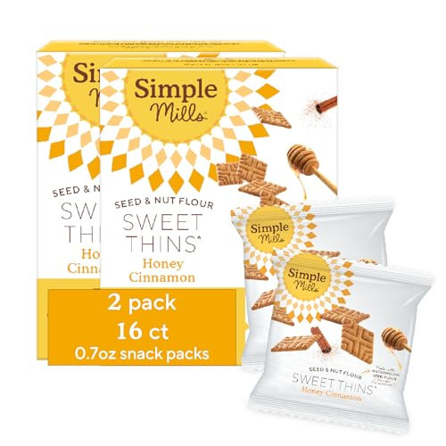 Simple Mills Snack Packs Honey Cinnamon Sweet Thins, Healthy Halloween Snacks for Kids, Individual Packs, Seed & Nut Flour, 8 Ct (Pack of 2) | Amazon (US)