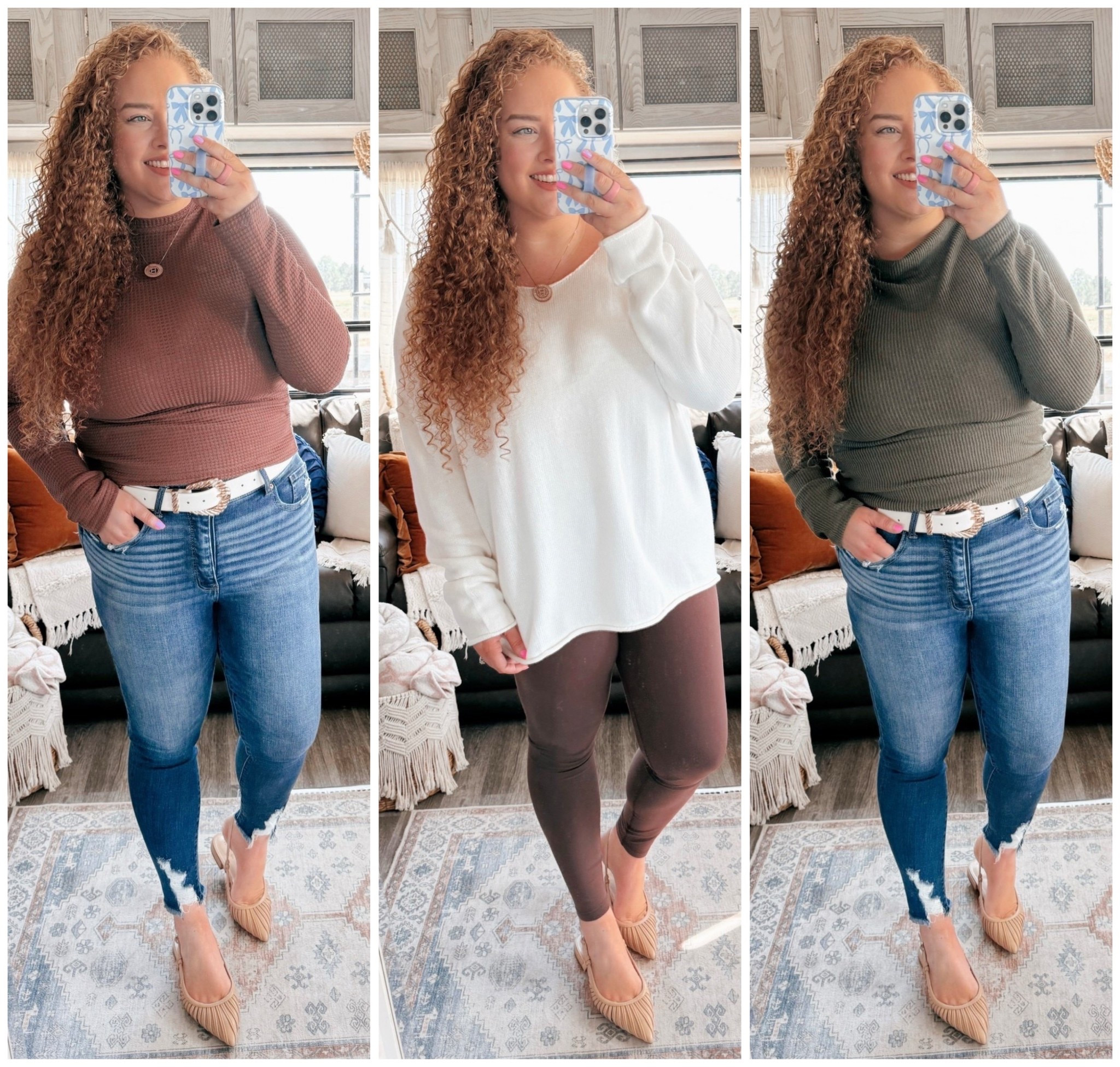 🍂 3 Amazon fall outfits you need 🍁 These looks are cozy, cute, and under $50 🤍amazon long sleeve top | amazon brown long sleeve top | amazon fall top | fall outfit | flats | amazon flats | fall flats | sling back flats | neutral sling back flats | amazon fall outfit | casual fall outfit | amazon fall casual outfit | skinny jeans | curvy jeans | buckle jeans | amazon fashion | amazon finds | amazon look | amazon outfit | fall outfit | fall look | fall fashion | fall finds | fall outfit inspo | fall fashion inspo | fall 2025 | belt | amazon belt | cream belt | chic belt | white sweater | amazon white sweater | oversized sweater | leggings outfit | amazon leggings | red leggings | green long sleeve | green top | amazon green long sleeve 

#LTKSaleAlert #LTKautumn #LTKMidsize