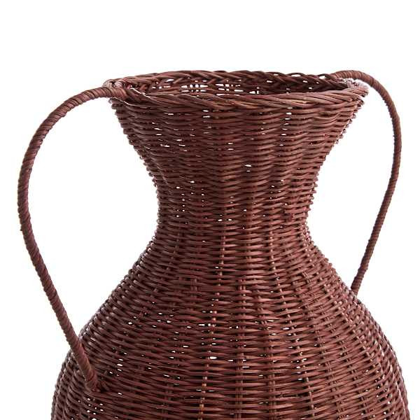 Brown Rattan Vase with Handles, 15" | At Home