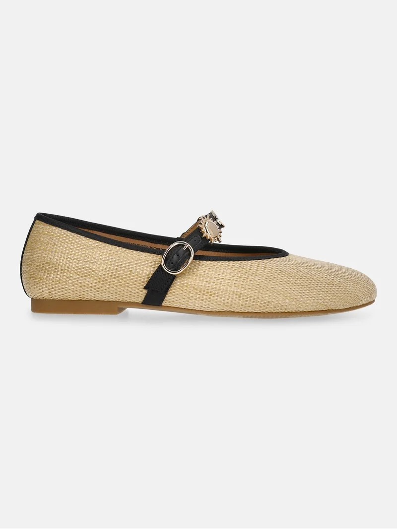 Time and Tru Women's Mary Jane Flats with Charm Strap | Walmart (US)