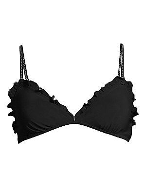 Kisuii Women's Cami Ruffle Bikini Top - Black - Size XS | Saks Fifth Avenue