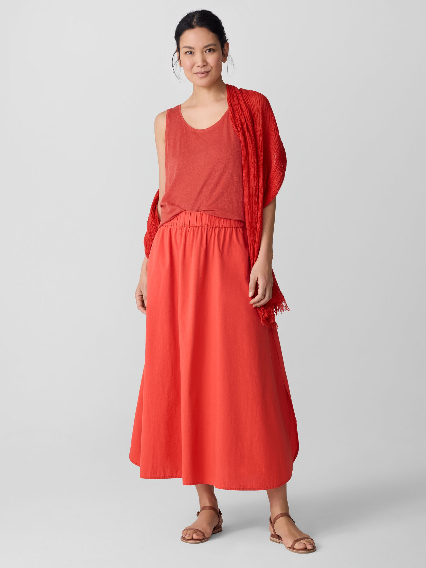Washed Organic Cotton Poplin A-Line Skirt | Eileen Fisher