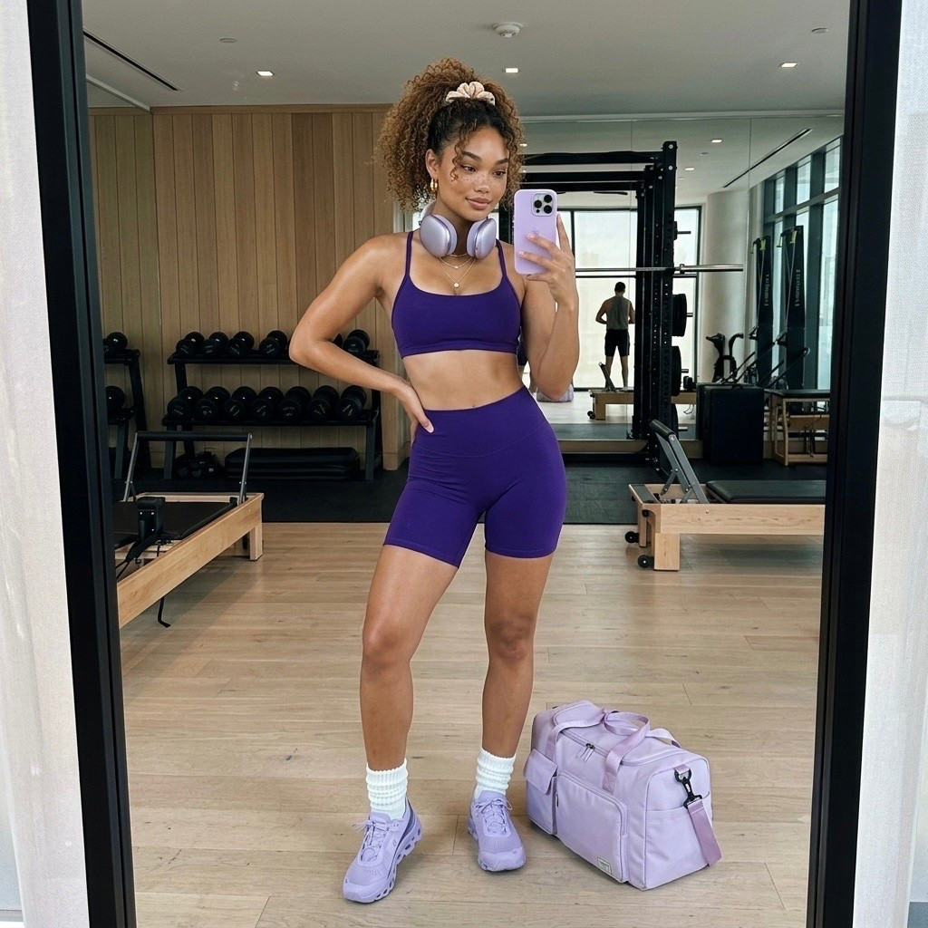 Full send on the grape jelly Buffbunny set today 💜 Paired it with this lavender duffel that’s honestly become my favorite gym bag — the pocket layout is so smart for shoes + wet stuff. Sneakers and headphones linked too if you want the full matching set. Everything’s true to size, linking my exact sizing in the details!

#LTKActive #LTKfitnessgoals #LTKdayinmylife