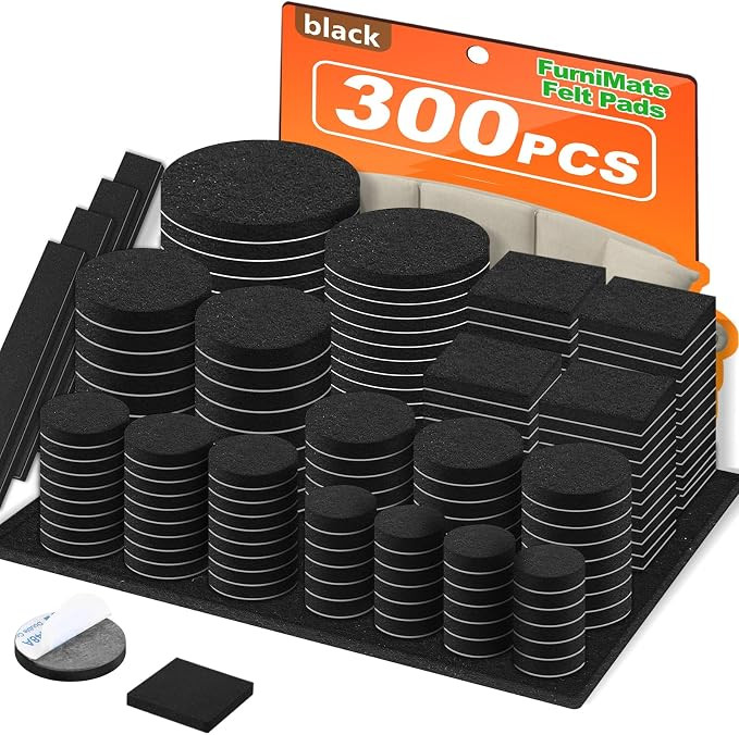 Felt Furniture Pads 300 Pieces, Furniture Pads for Hardwood Floors, Felt Pads for Chair Legs Furn... | Amazon (US)