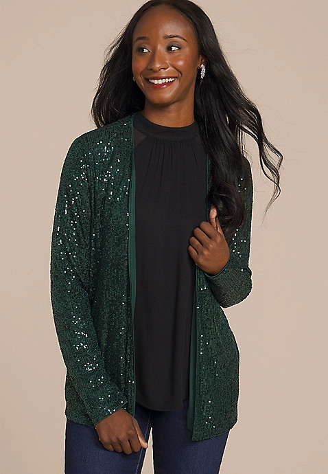Studio Y Sequin Cardigan | Maurices