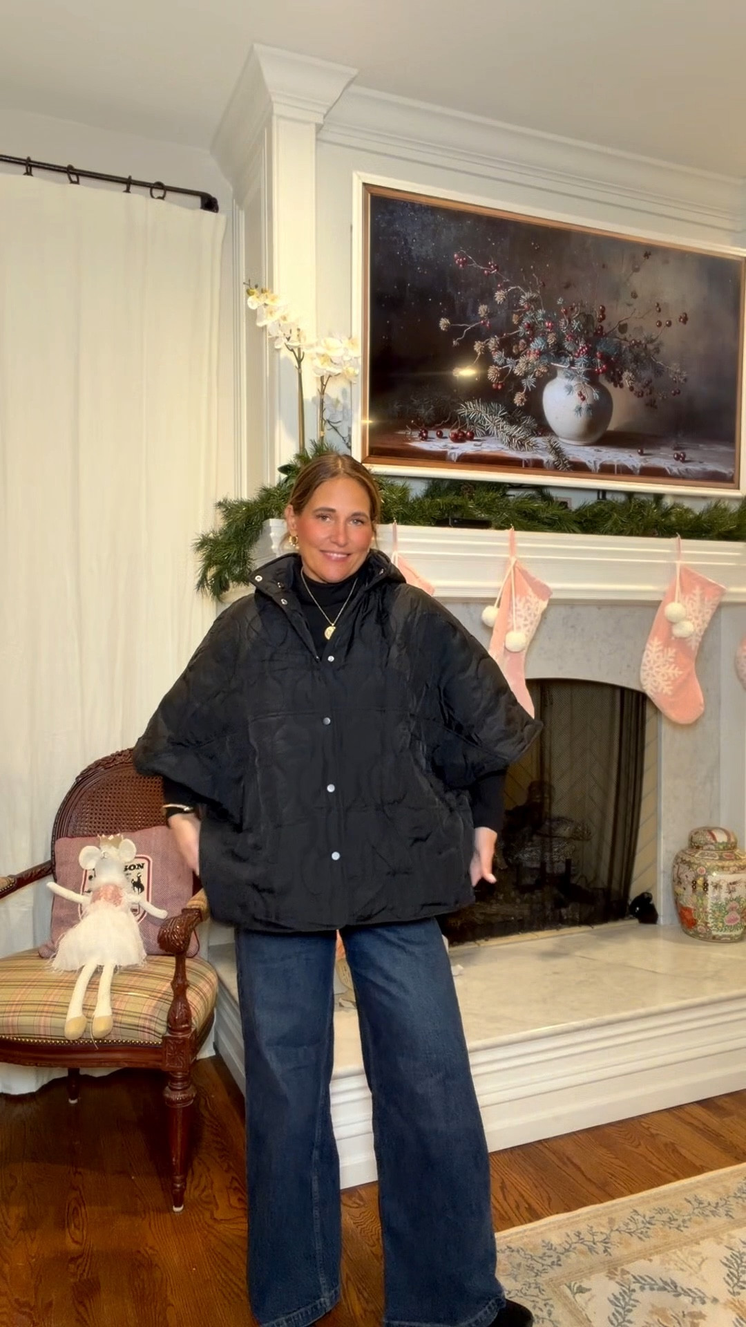 Cutest little cape for winter days!  Looks like Barbour and Burberry at the same time! I keep one in my car!  

#LTKdayinmylife #LTKOver40 #LTKFindsUnder50