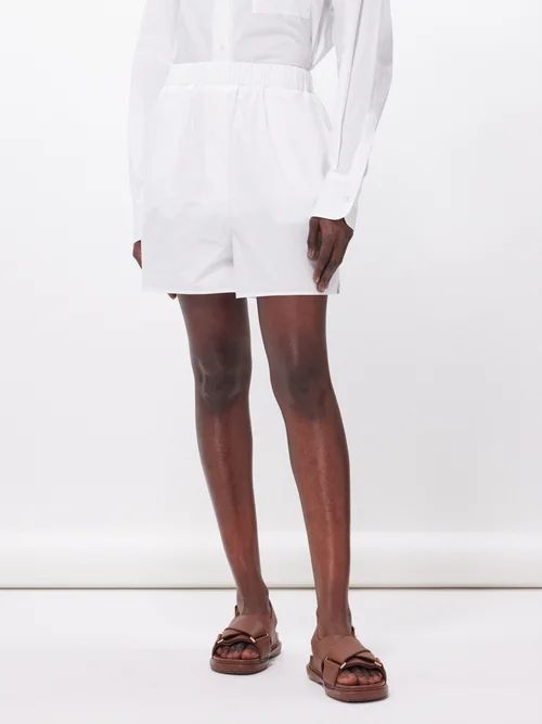 The Frankie Shop - Lui Organic Cotton-poplin Boxer Shorts - Womens - White | Matches (US)