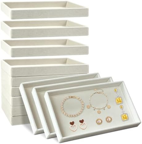 12 Pack Velvet Jewelry Trays, 8.3x5x1 Inches Premium Stackable Jewelry Drawers Organizer Inserts ... | Amazon (US)
