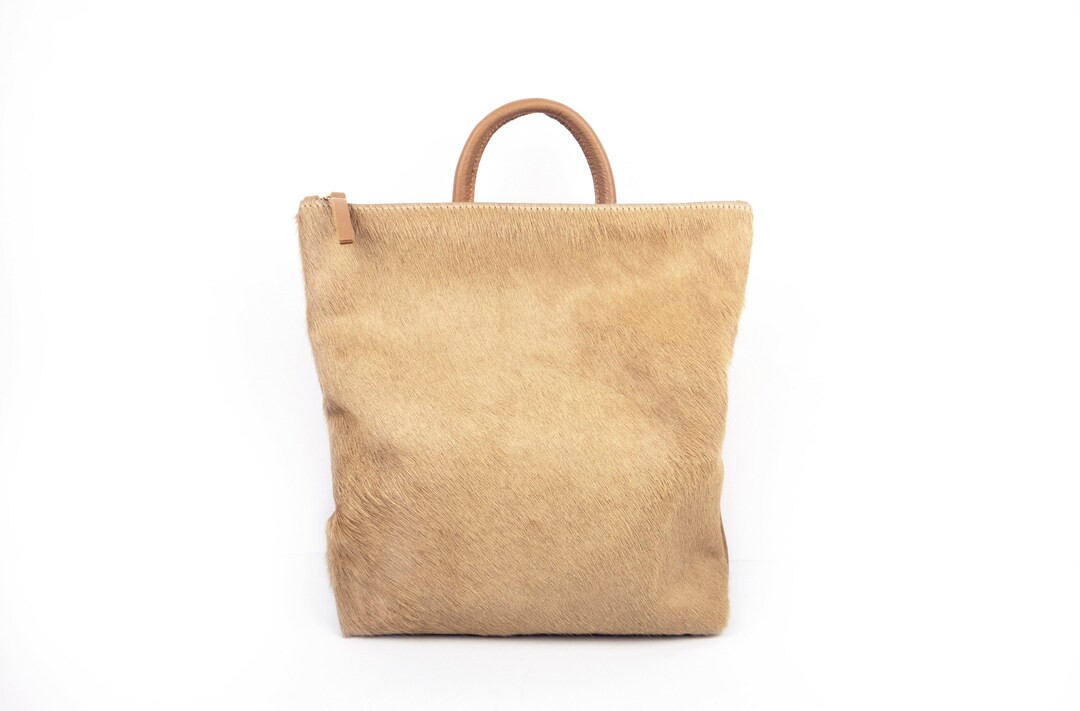 Caramel Hair on Hide Backpack Cowhide Handmade Bag Minimalist - Etsy UK | Etsy (US)