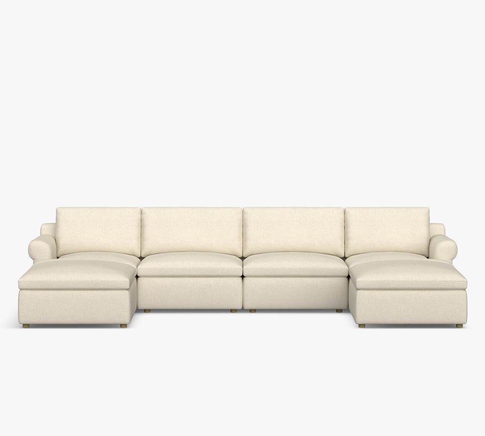 Newport Roll Arm Upholstered Modular U-Shaped Sectional | Pottery Barn (US)