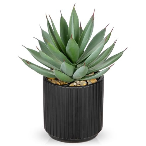 Briful Succulents Plants Artificial for Home Decor, Realistic Potted Fake Agave Plant, Black Ceramic Vase, Cute Aloe Maguey Faux Plant, Shelf Tables Decor, Modern Farmhouse Home Bathroom Decorations | Amazon (US)