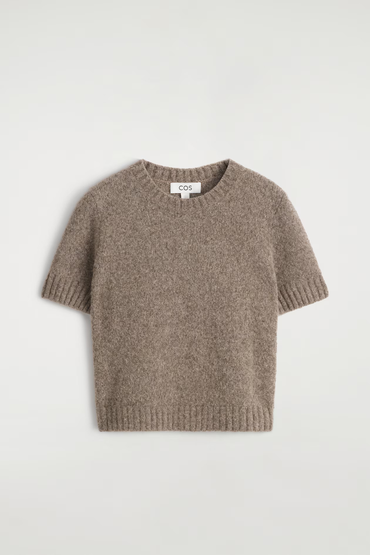 KNITTED ALPACA-BLEND T-SHIRT - TAUPE MÉLANGE | COS GB | COS UK