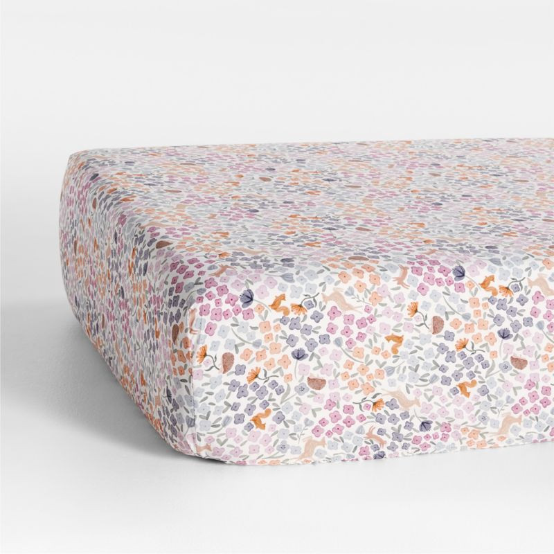 Stay Cool Wonderland Prairie Organic Cotton Baby Crib Fitted Sheet + Reviews | Crate & Kids | Crate & Barrel