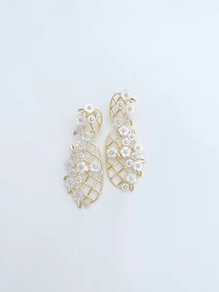 garden collection: golden trellis + mother of pearl flowers | Nicola Bathie Jewelry