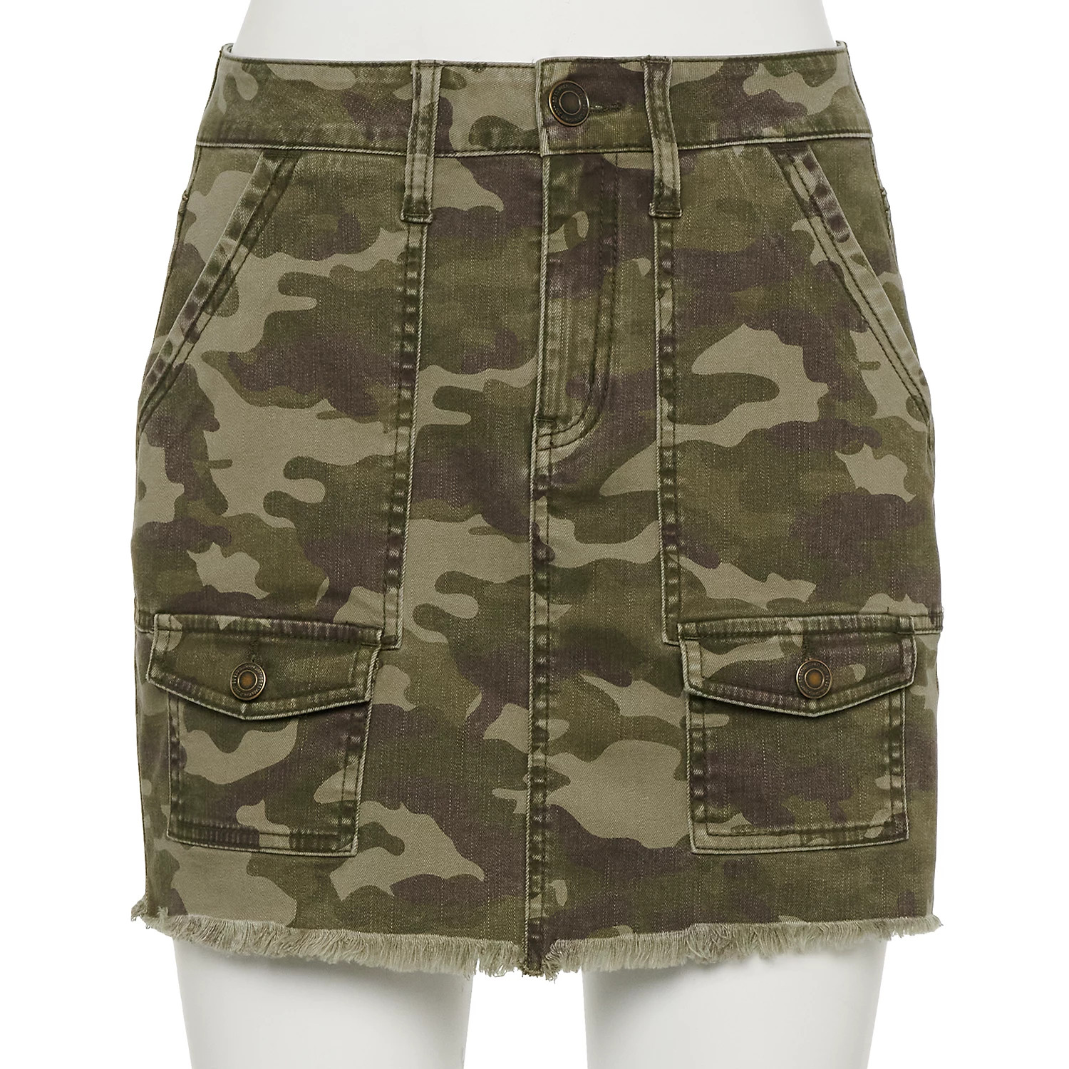 Juniors' SO® Frayed Hem Utility Skirt | Kohl's