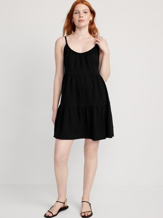 Braided-Strap Tiered Mini Swing Dress for Women | Old Navy (CA)