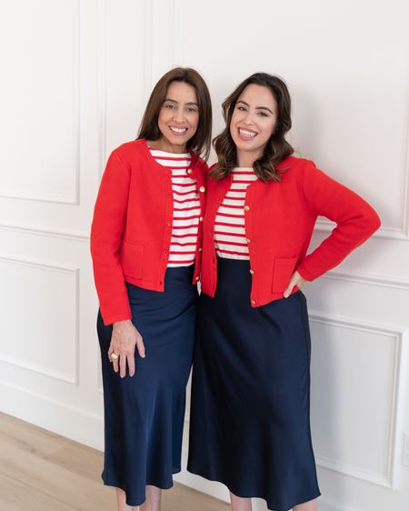 Love this cute workwear outfit idea! Striped tee, red jacket and navy slip skirt. You can dress it up with heels or dress it down with sneakers



#LTKstyletip #LTKFind #LTKworkwear