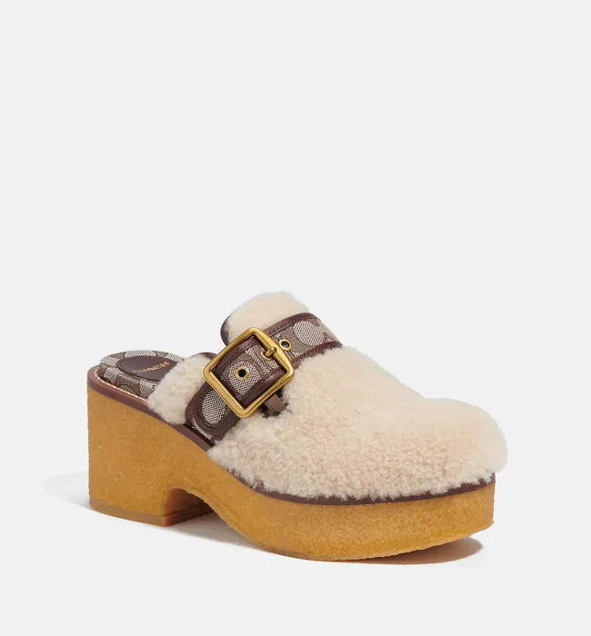 Coach Dylan Shearling, Jacquard and Leather Clogs | Coggles (Global)