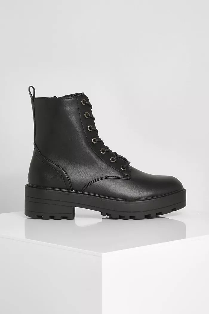 Wide Fit Chunky Lace Up Hiker Boots | Boohoo.com (UK & IE)
