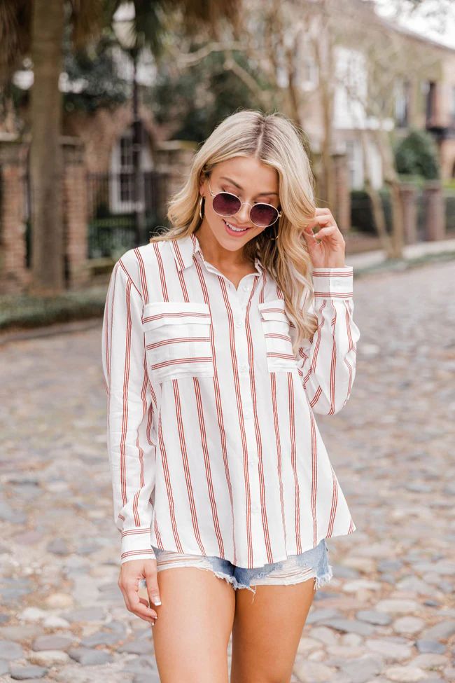A Sweet Favor Red Striped Button Down Blouse FINAL SALE | Pink Lily