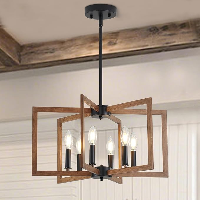 MIAYBPH Farmhouse Dining Room Light Fixture, 6-Light Chandelier Modern Metal Industrial Chandelie... | Amazon (US)
