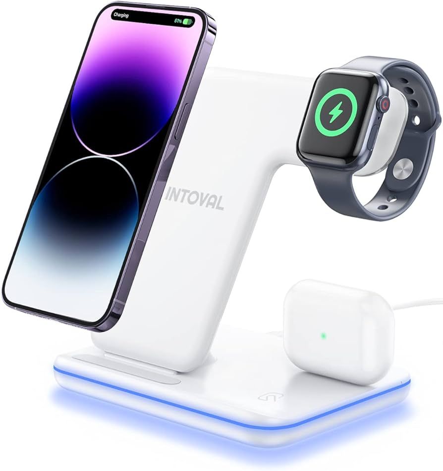 Intoval Charging Station for Apple iPhone/iWatch/Airpods, 3 in 1 Wireless Charger for iPhone15/14... | Amazon (US)