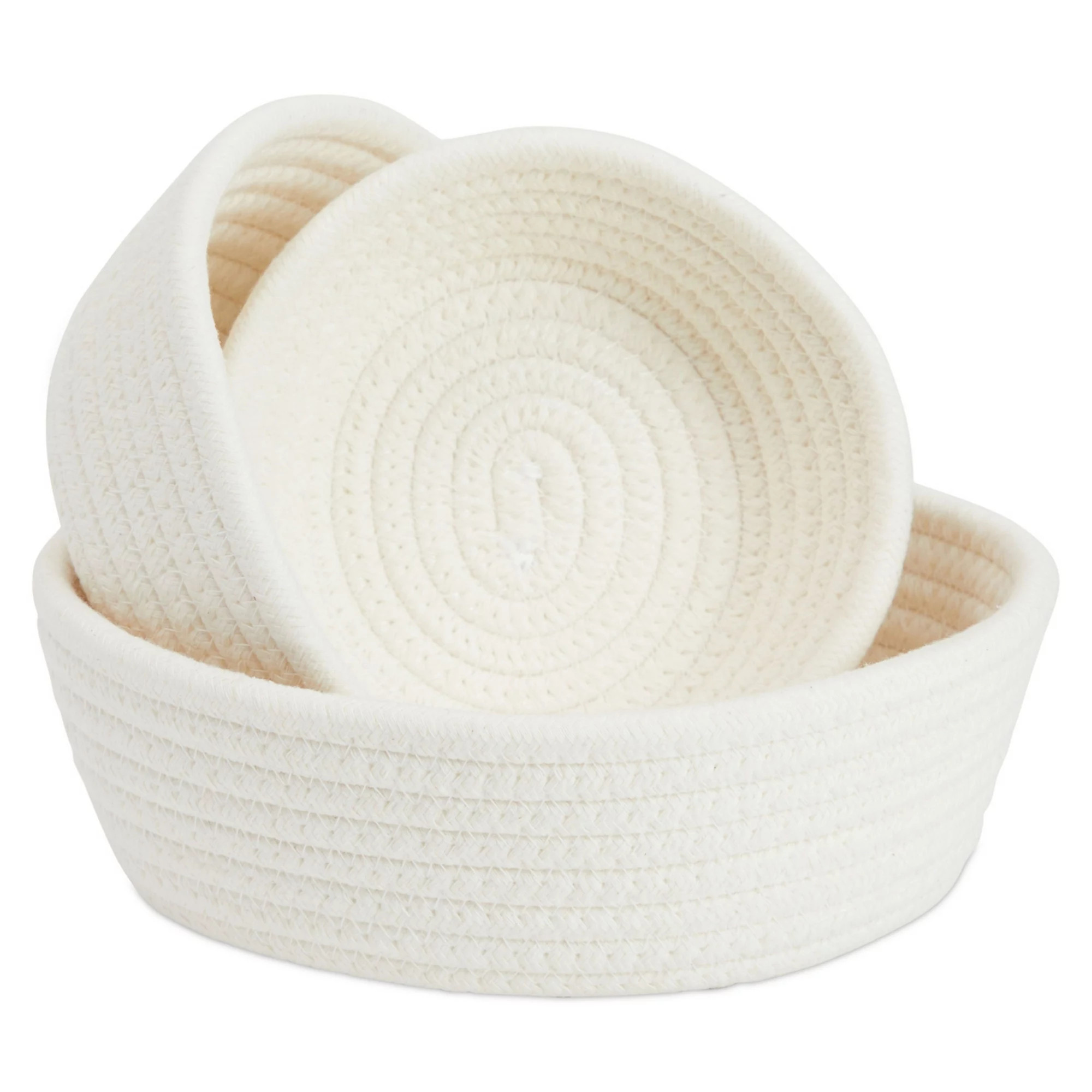 3-Piece Small Cotton Rope Woven Storage Basket Set, White Nesting Bins for Organizing Shelves, Mo... | Kohl's