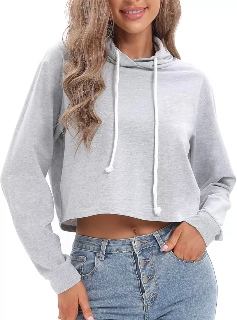 Drawstring hot sale crop hoodie