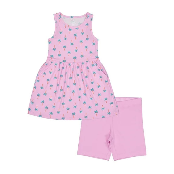 Wonder Nation Girls Play Dress and Short 2 Piece Set, Sizes XS-XLP | Walmart (US)