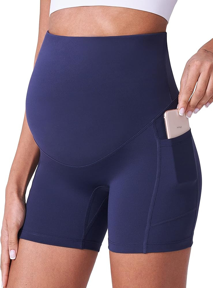POSHDIVAH Maternity Shorts for Women Over Belly Biker Workout Yoga Active Summer Pregnancy Runnin... | Amazon (US)