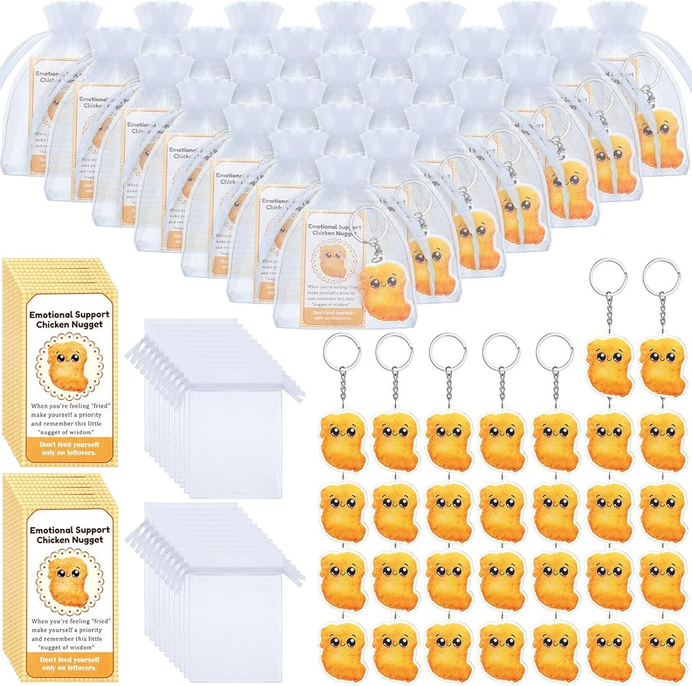 Tondiamo Emotional Support Chicken Nugget Bulk Positive Nugget Keychain with Inspirational Cards ... | Amazon (US)