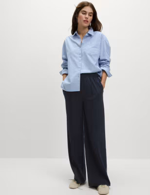 Crepe Drawstring Wide Leg Trousers | Marks & Spencer (UK)