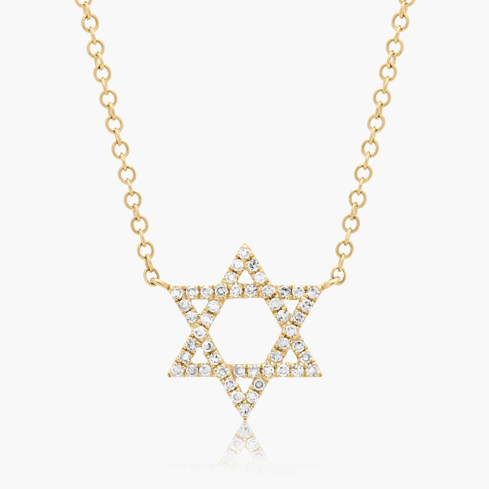 14K Yellow Gold Star of David Diamond Pavé Necklace-81883y14 | JamesAllen