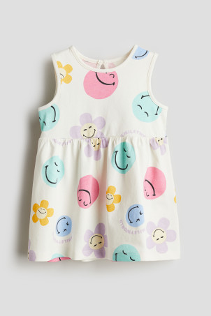 Ruffle-trimmed Jersey Dress - White/lemons - Kids | H&M US | H&M (US + CA)