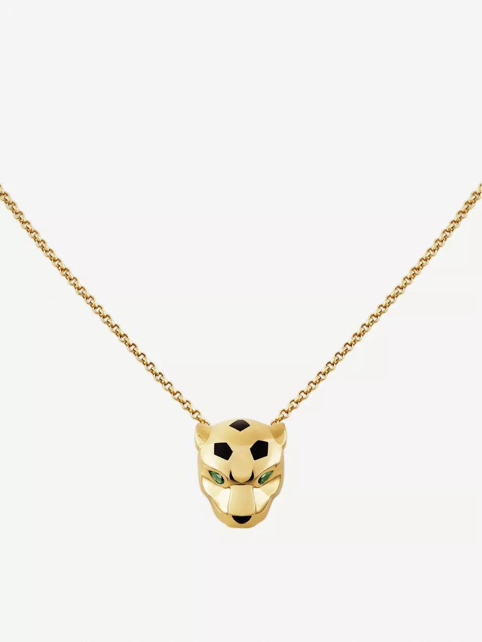 Panthère de Cartier 18ct yellow-gold, tsavorite garnet and onyx necklace | Selfridges