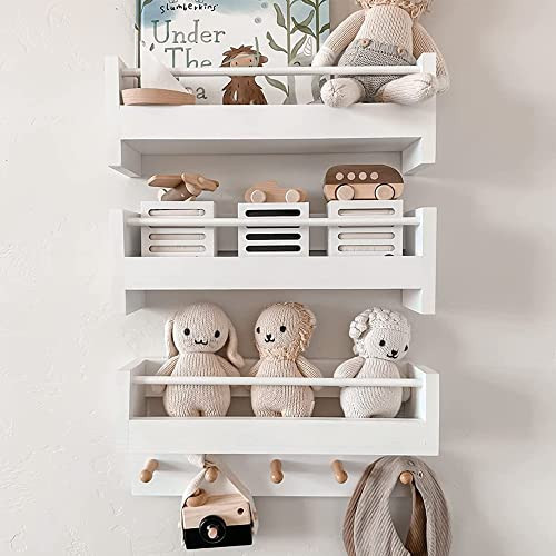 COMAX Small Book Shelf Organizer for Kids, Floating Bookshelf for Toddler Baby Room Bedroom, Set of 3 Wall Bookshelf Nursery Book Shelves Holder, Hanging Book Shelf for Wall Mounted Decor, White | Amazon (US)