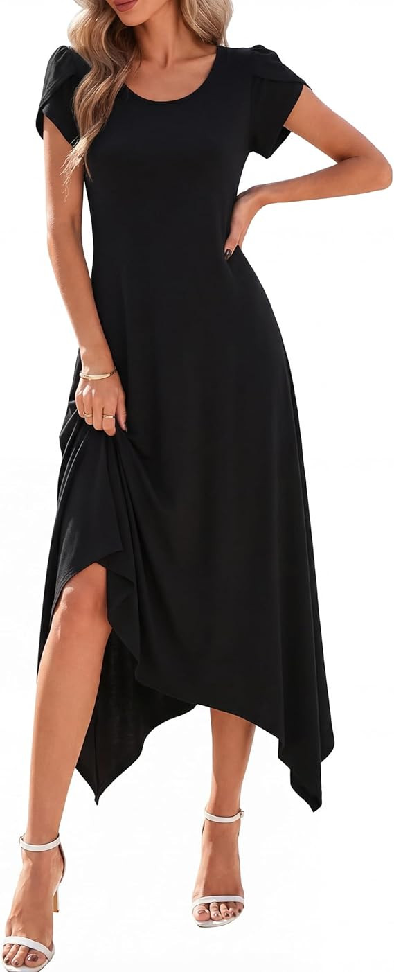 Pleneal Dresses for Women 2026 Casual Summer Maxi Dress Beach Sun Dress with Pockets Short Sleeve... | Amazon (US)