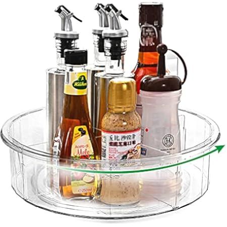 Empaxum Clear Lazy Susan Organizer with 5 Removable Bins 10.6" Plastic Lazy Susan Turntable for Cabi | Amazon (US)