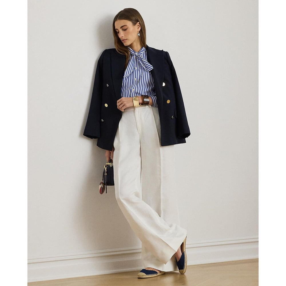 Striped Tie Neck Shirt with Long Sleeves | La Redoute (UK)