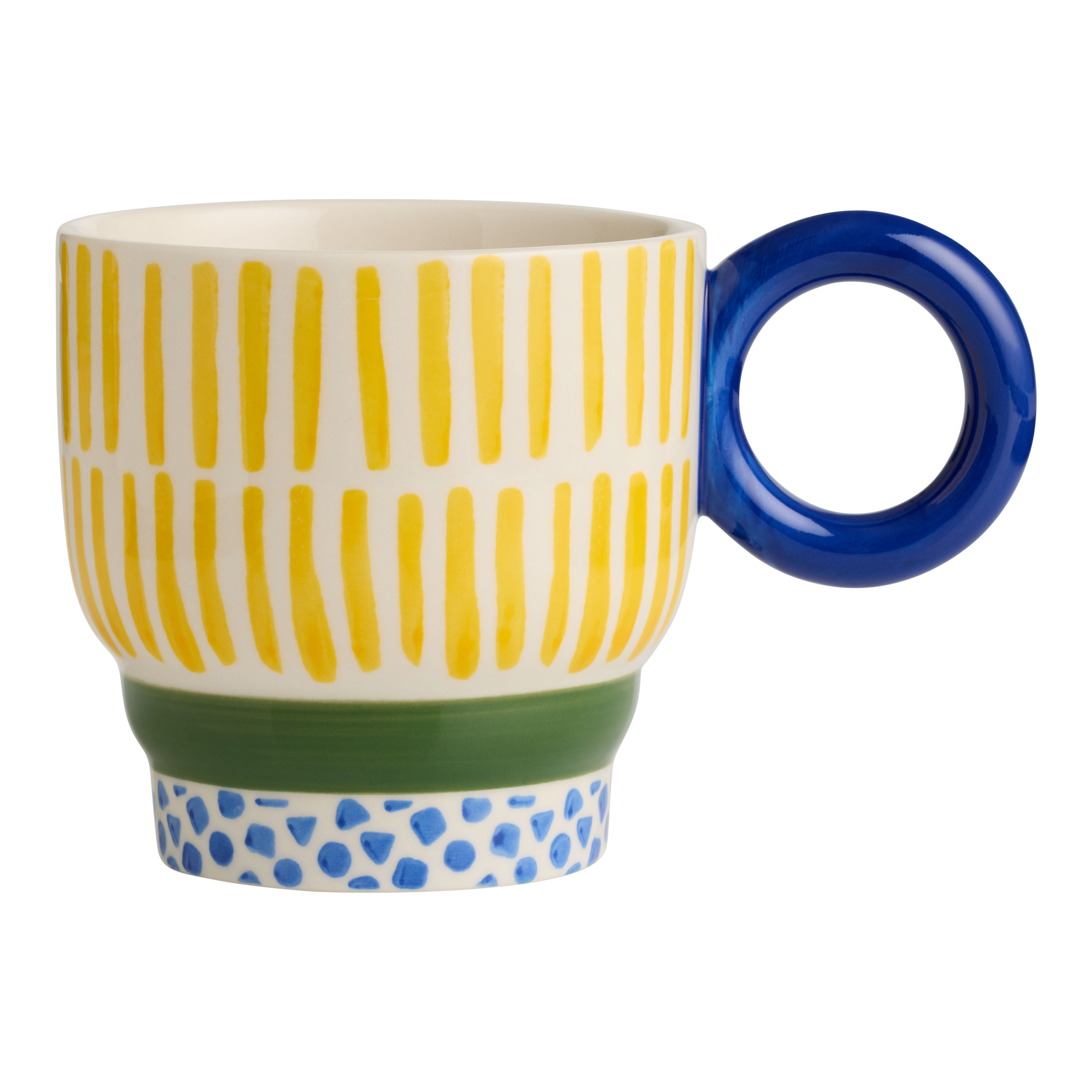 Yellow Stripe Circle Handle Ceramic Mug | World Market