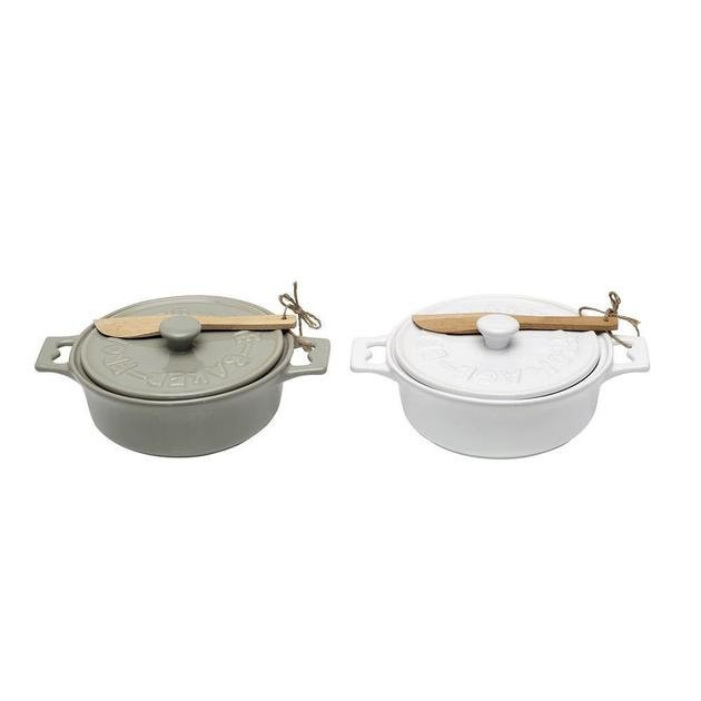 Stoneware Brie Baker w/ Wood Spreader | Nigh Road