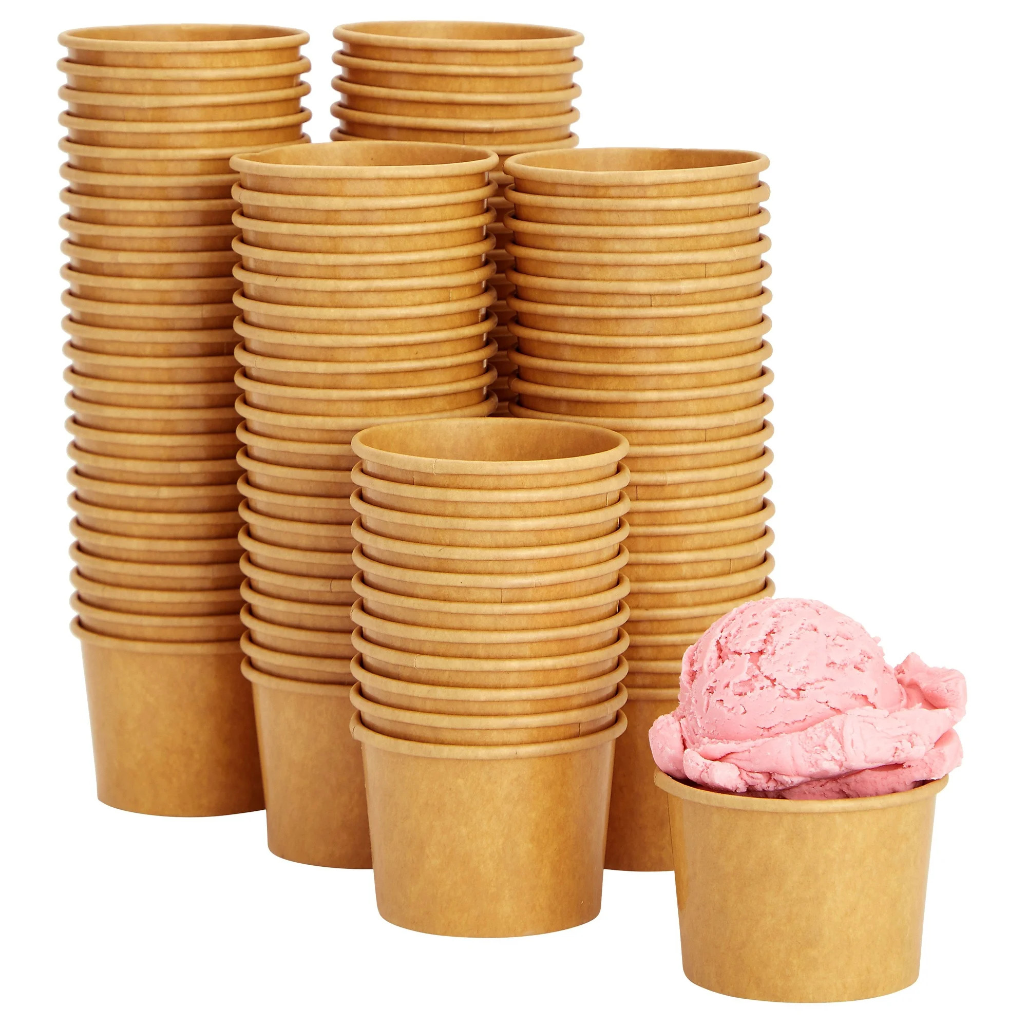 100 Pack Disposable Paper Ice Cream Cups, Dessert Bowls for Sundae Bar, Frozen Yogurt (Brown, 5 o... | Walmart (US)